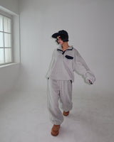 [UNISEX] Coloring fleece half zip-up & jogger pants set