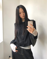 [MADE] Saeh Basic Peach Napping Slit Collar Short Jacket