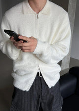 [Unisex] Angora kara knit zip up(6color)