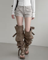 1203 Multiway Buckle Thigh-High Flip-flop Boots