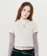 ストライプレイヤードTシャツ2パック [WHITE]