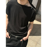 [S/S] サイドジッパーハーフニットTシャツ(3color)
