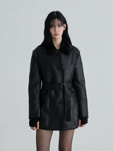 Reversible leather mustang (Black)