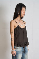 Ruffle Ribbon Sleeveless (Brown)