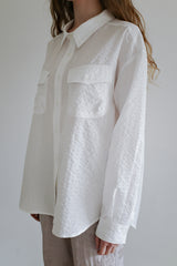 Seersucker check shirt, White