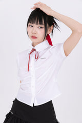 Lovely Chic Round Collar Short-Sleeved Shirt