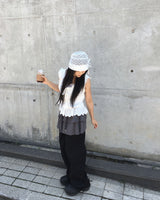 Dot cancan shirring skirt