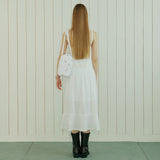 Lace Layered Sleeveless Long Dress _ White
