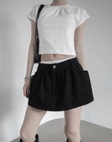 Double-waisted sagging mini skirt