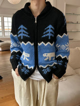 [Unisex] スノーカウチェーンウールニットジップアップ(2color)