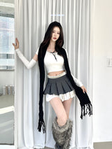 1131. Satin layered mini pleats sk