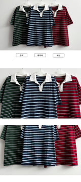 イプンストライプ カラーリング ダナラカラー 半袖Tシャツ