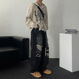 LAS Lettering Printed Hooded Zip-Up Knitwear (4 colors)