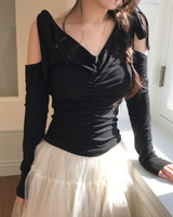 term ribbon off & shirring slim top