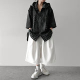エミエウ ボクシー フィット チェック フーディー ショートスリーブ シャツ