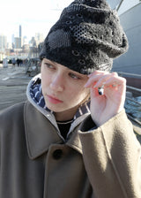 クロシェットニットハット&ネックウォーマー_チャコール