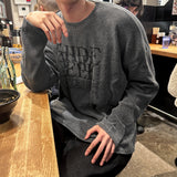 LMN ハイドオーバーサイズフィットピグメントニットロングスリーブ Tシャツ (3 colors)