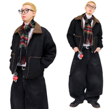 オーバーサイズスエードバックルシアリングジャケット