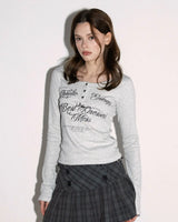 BDM Henley Neck Long Sleeve Melange Gray