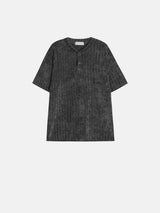 ソフトベロアヘンリーネック半袖Tシャツ