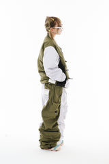 DOUBLE SHIRRING SUPER WIDE PANTS KHAKI / GRAY