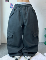 OVER HIP WIDE CARGO PANTS💚🖤🩶 - 3 COLORS