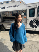 Moa v-neck knit_blue