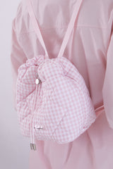 Gingham check string mini backpack (PINK)