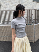 リブハーフネックTシャツ (4C)