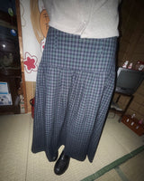 Cotton Vintage Check Flare Long Skirt