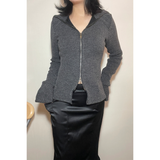 HIGH NECK ZIP-UP: GREY