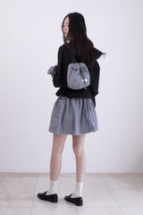 Gingham check string mini backpack (BLACK)
