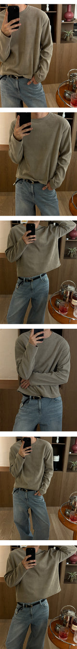 クロップワッフルロングスリーブ(3color)