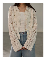 Antique Crochet Punching Long Sleeve Cardigan
