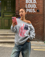 Vintage Flag Off-Shoulder Sweatshirt