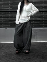 [unisex] pintuck rivet nylon pants (2color)