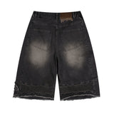 GP115 Biker Washed Denim Bermuda Pants (BLACK)