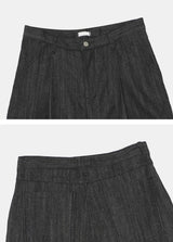 Pintuck Wide Raw Denim Bermuda Pants