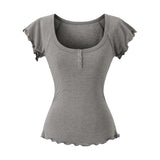 Evania Button Slim T-shirt