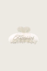 Sugar glass logo hair claw, White