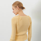 ストラップボートネックカーディガン YELLOW
