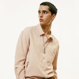 2way open collar drapery shirt pastel pink