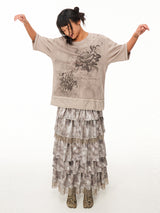 Crushed textured lace panelled snake print cake dress