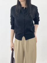 Picre Round Neck Button Long Sleeve Knit Cardigan