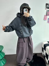 PEACH FLEECE🍑AMERICAN BIG OVER COTTON BALLOON PANTS 🤎💜🖤3COLOR