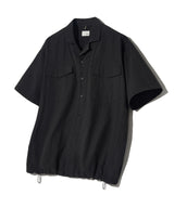 [COOL COTTON] 3-Stitch Open Collar Cotton 1/2 Shirt  S135  Black