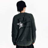 Flame Star Layered Long Sleeve T Pigment Charcoal