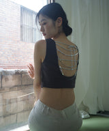 Beaded Strap Draped Cami - Charcoal