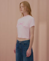 ラブリボンクロップTシャツ-PINK