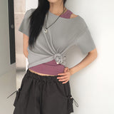 Ento pleats cooling short-sleeved T-shirt